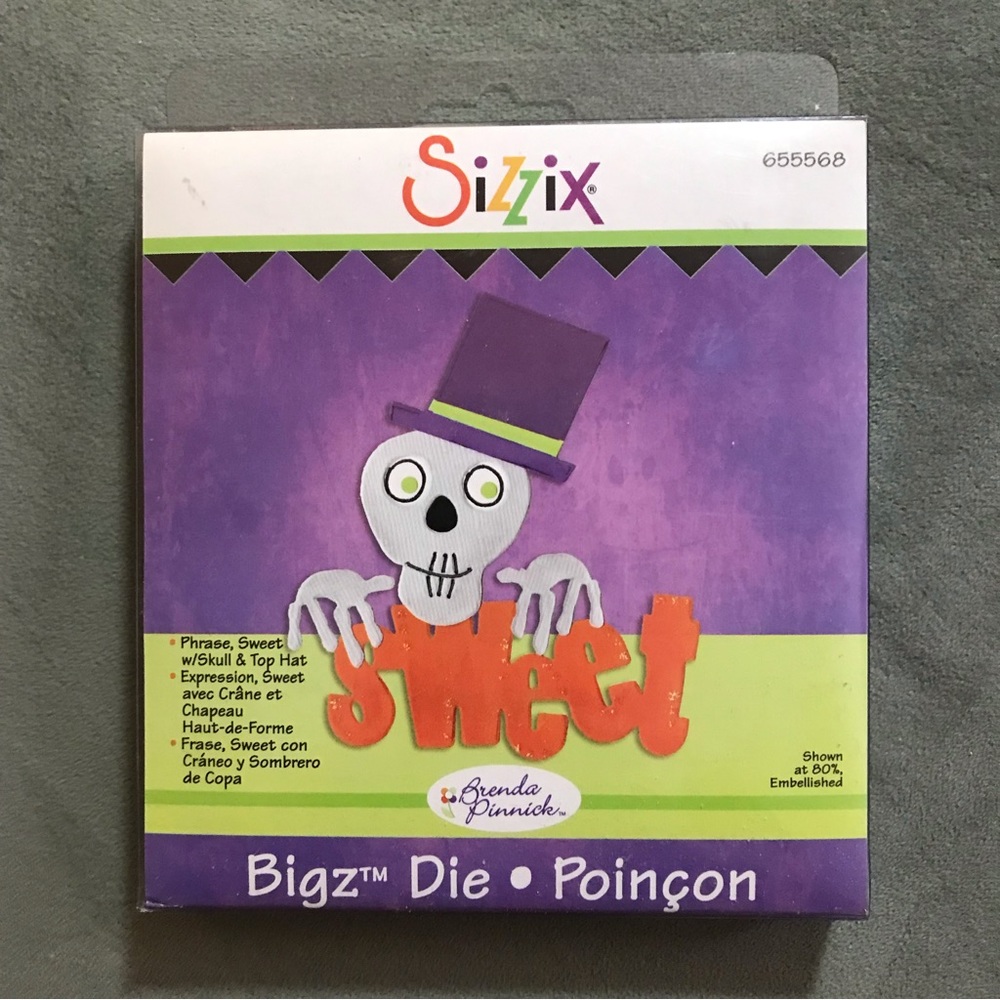 Sizzix Bigz die - Phrase, Sweet w/skull & top hat